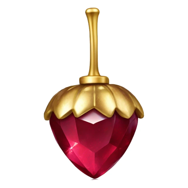 sparkling Ruby Acorn like diamond with stem made of gold sticker