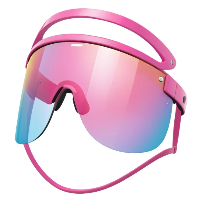 sporty pink shield visor sunglasses with thick frame, one-piece lens sticker
