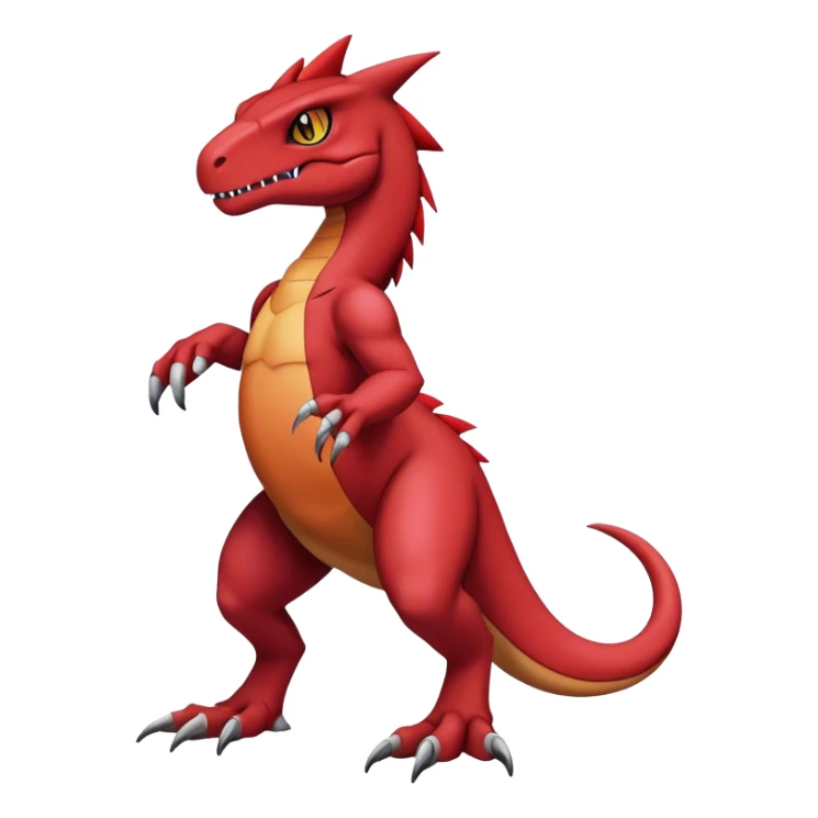  Cool Edgy Maroon Guilmon-Charmeleon-Digimon-Fakemon-Velociraptor full body sticker