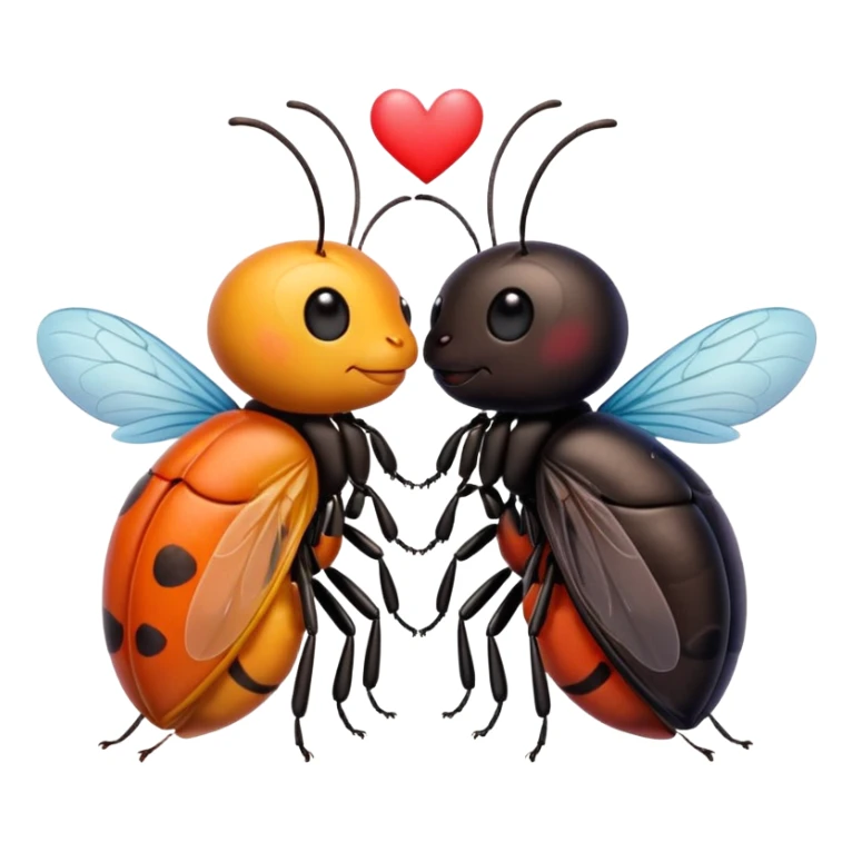 Two cute little bug, giving each other a kiss, and some words that say "Te amo mi bichín"  sticker