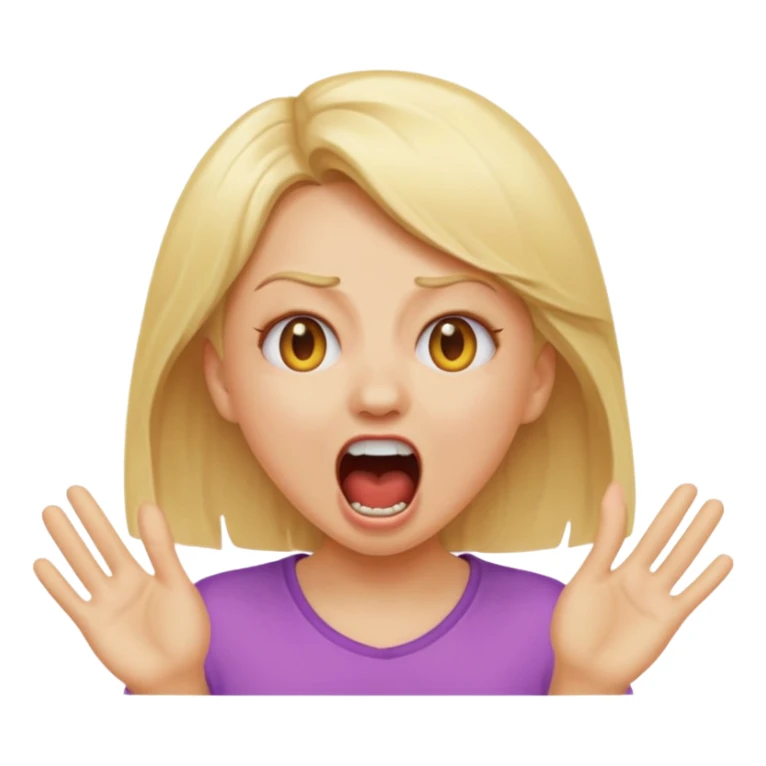 blonde girl screaming, emoji style sticker