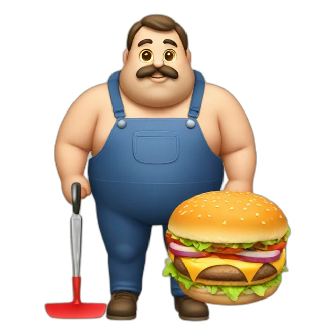 big fat man portuguese with burger and trowel sticker