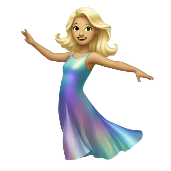 Dancing blonde girl in an iridescent dress sticker