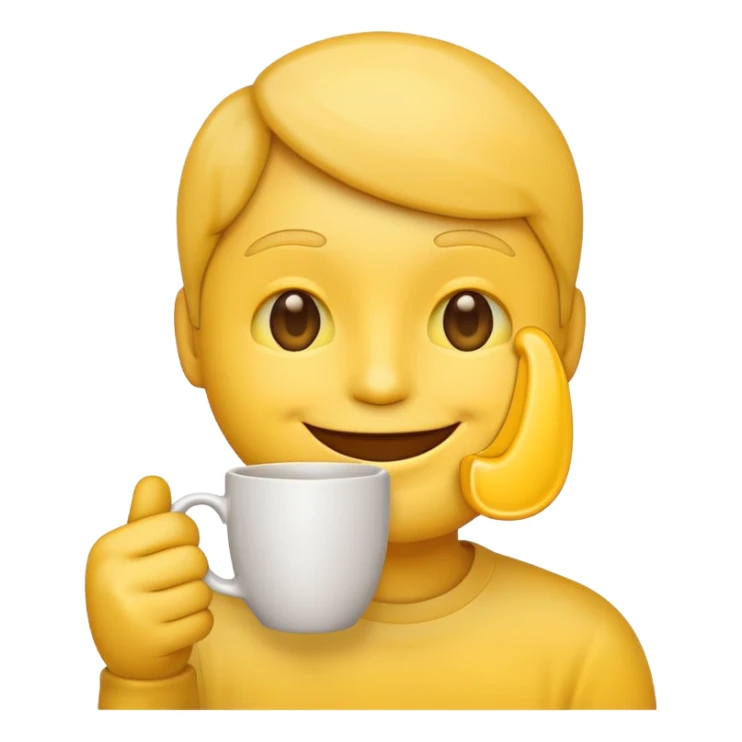  a yellow emoji face that is holding the cup beside the face sticker