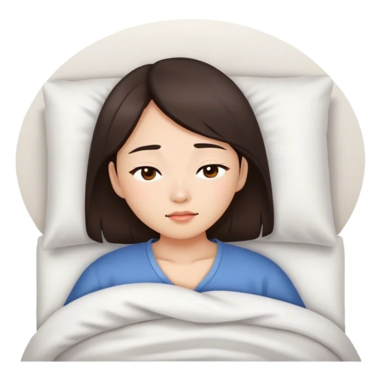 Asian brunette girl waking up sleepy sticker