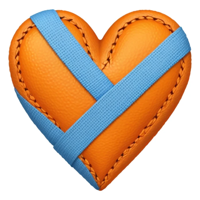 Half blue half orange heart split vertically add a bandage wrapped around the heart  sticker