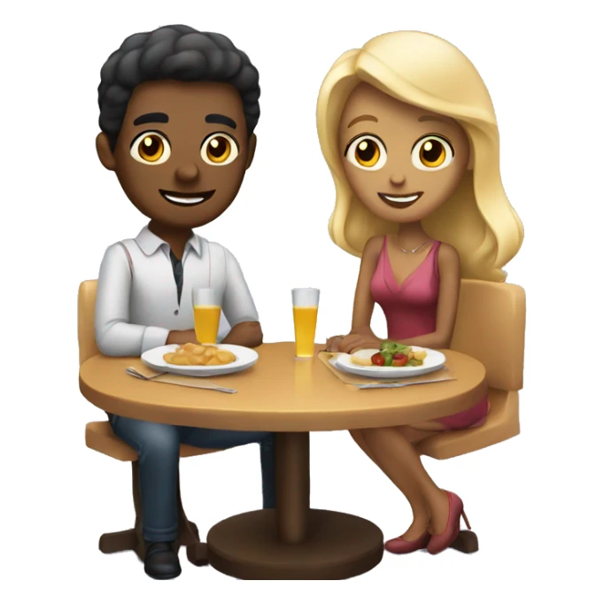 A man and a woman dating at the restaurant sticker