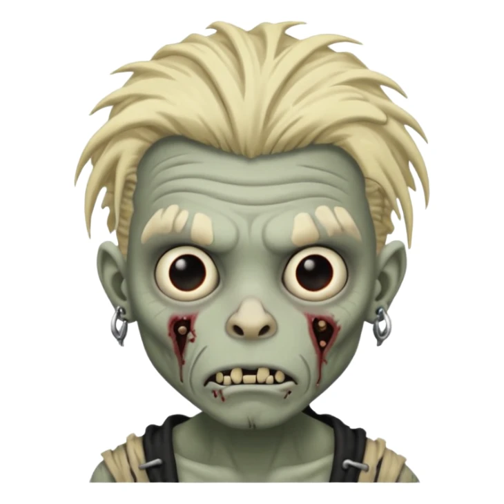 Grey pale skinned zombie boy with wrinkled skin and blond dreadlocks. Nose and ear piercings. Emo. sticker