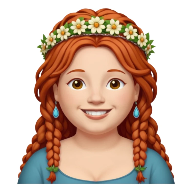 fat redhead woman with dreadlocked hair and floral tiara sticker