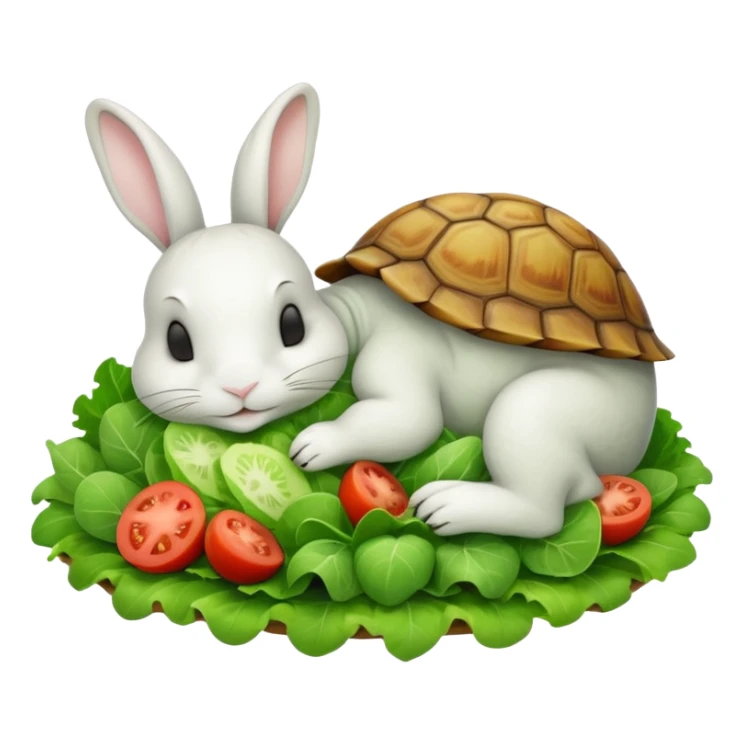  lapin qui dort et la tortu qui mange de la salade sticker