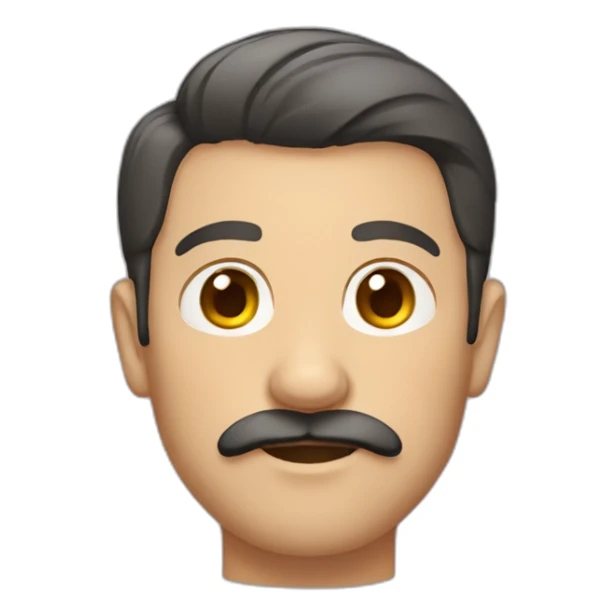 Man with fine moustache short hair and percing sticker