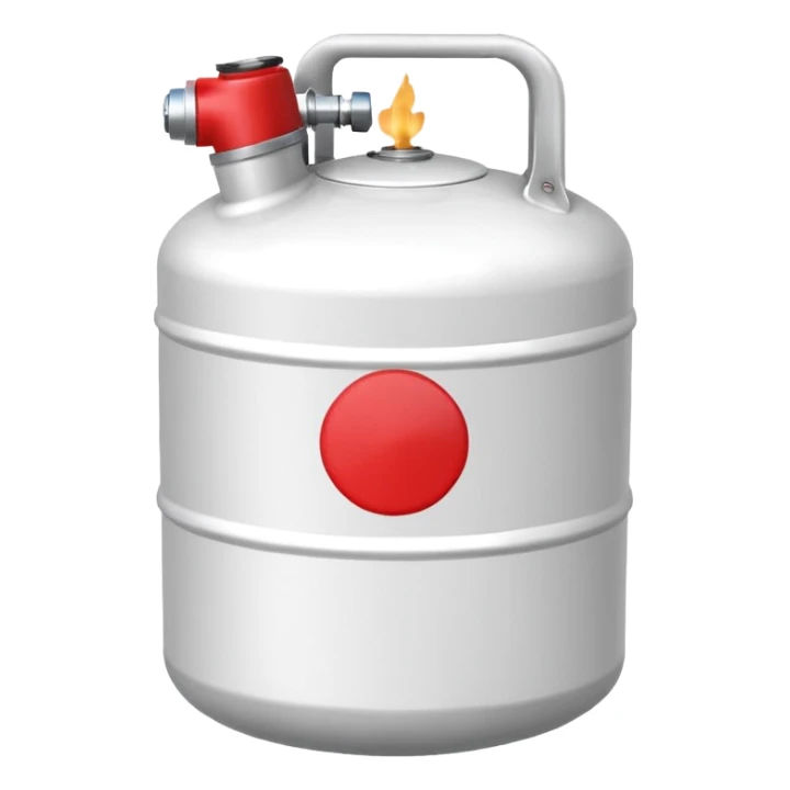 Create a size 420 propane tank emoji that is white with a red lid  sticker