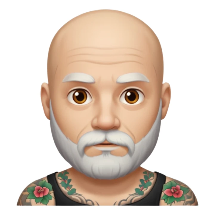   tattooed baldies with white bearded  Half body sticker