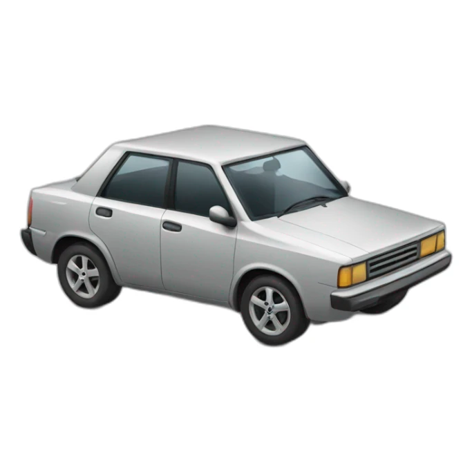 a car with wheels in the shape of a square sticker