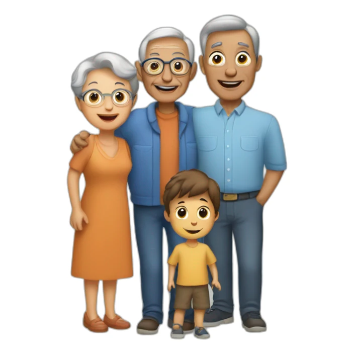 Grandma and grandpa with child grandson sticker