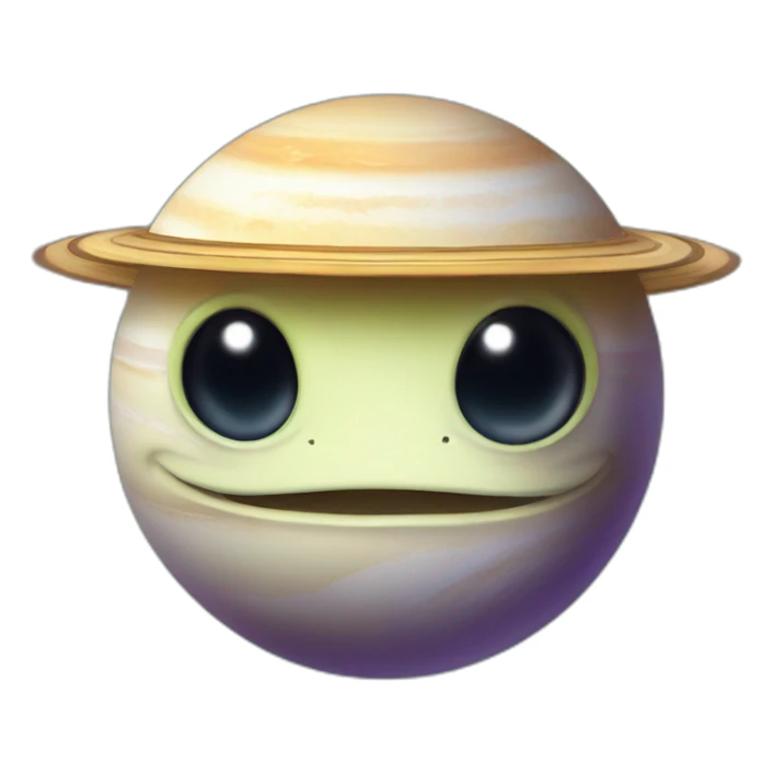 planet Saturn with a cartoon smirking lizard face sticker