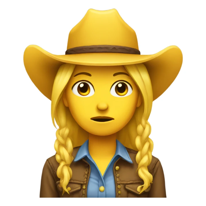 Sad cowgirl yellow head round emoji sticker