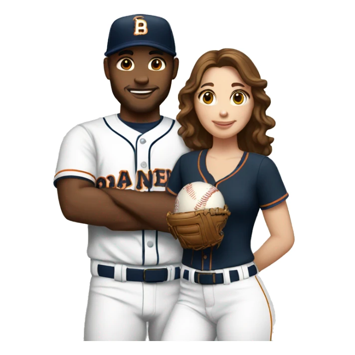 white baseball player with girlfriend with brown hair sticker