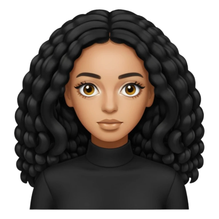 Solange with black long hair, black outfit sticker
