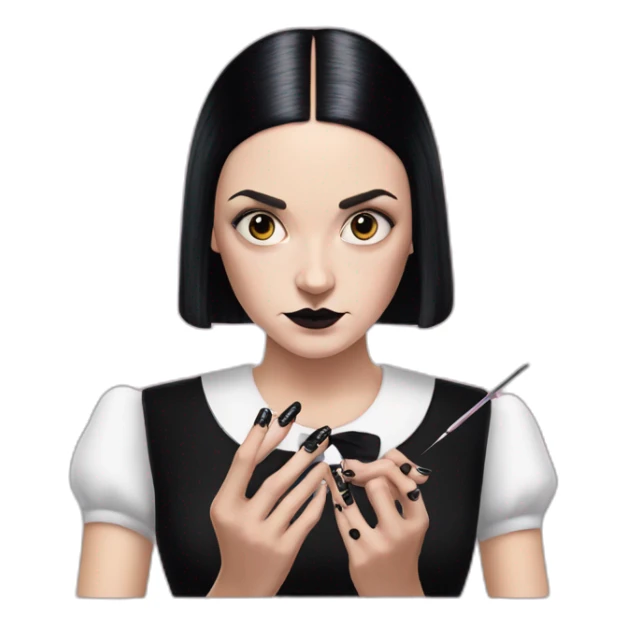 wednesday addams painting nails sticker