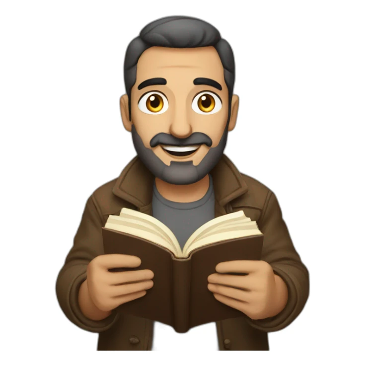 Armenian men reading interesting book and looking at camera and smiling  sticker