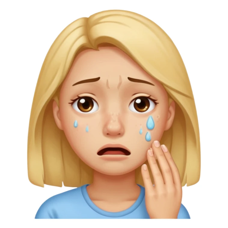 Girl crying with acne pimples in her face sticker