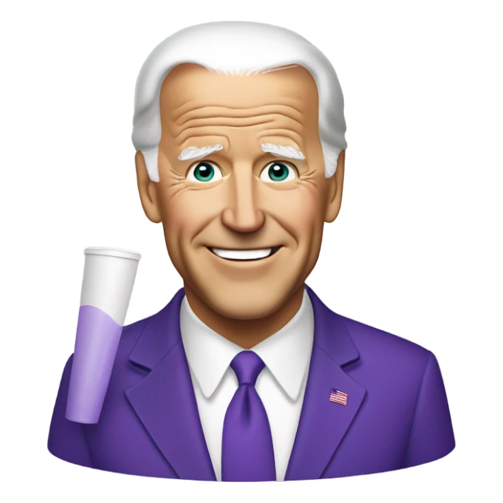 joe biden holding a purple drink in a white foam cup sticker