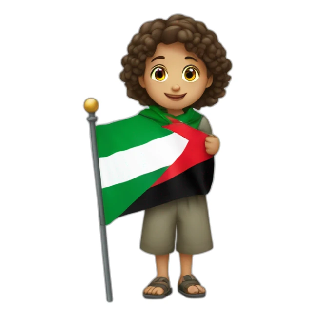 Un enfant qui tien le drapeau de la palestine  sticker