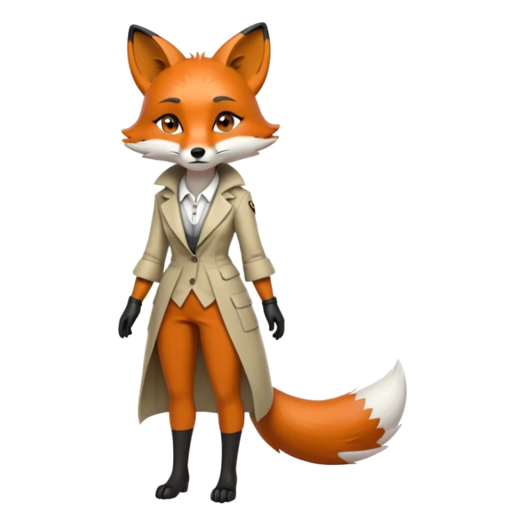 extremely sad crying anthropomorphised female fox in stylish outfit, no sunglasses, looking to the left, poor posture, full-body view sticker