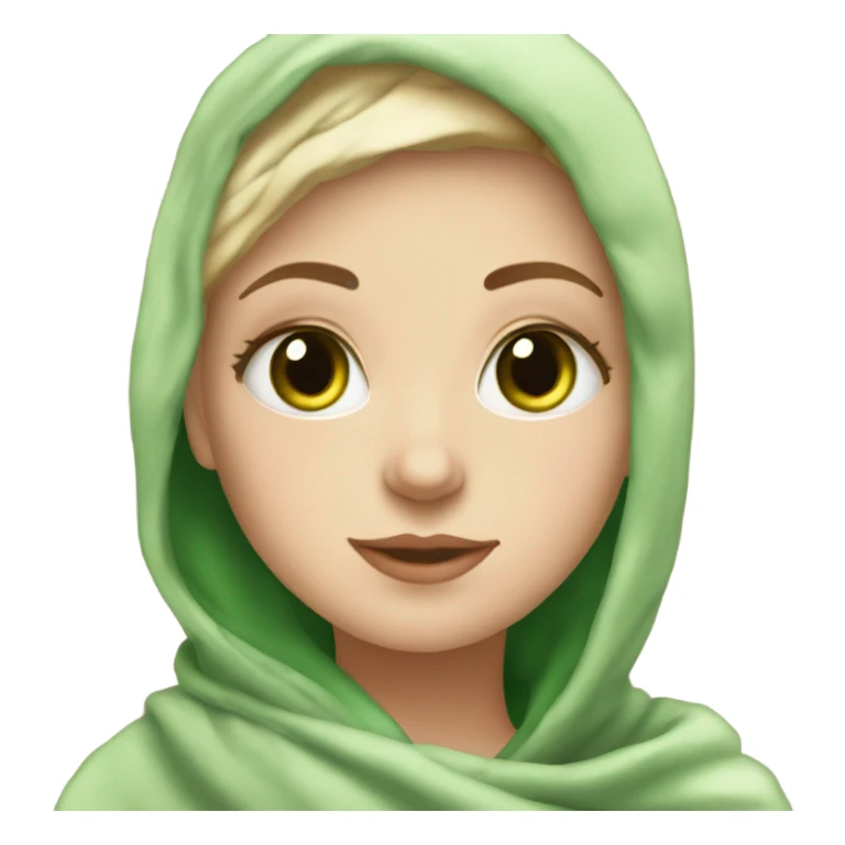 White Girl with green eyes drinking tea with blanket on sticker