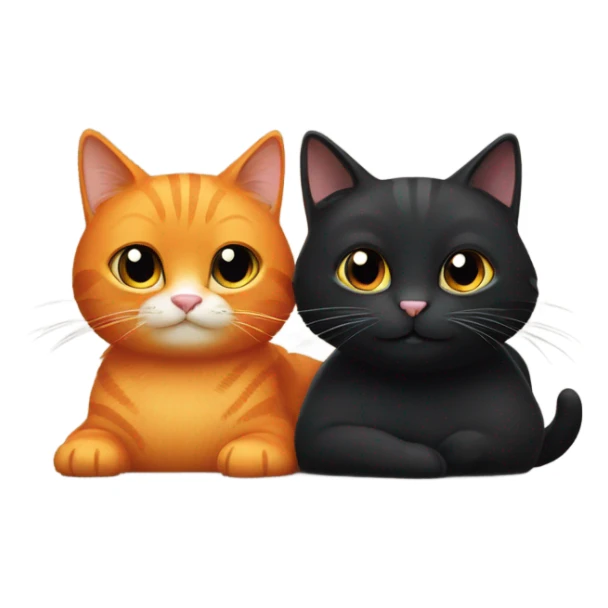 One orange cat and one black cat being happy sticker