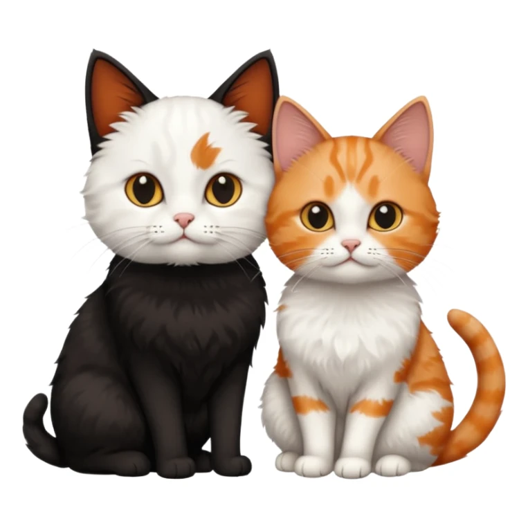 white cat and a black smaller cat and ginger short hair  sticker