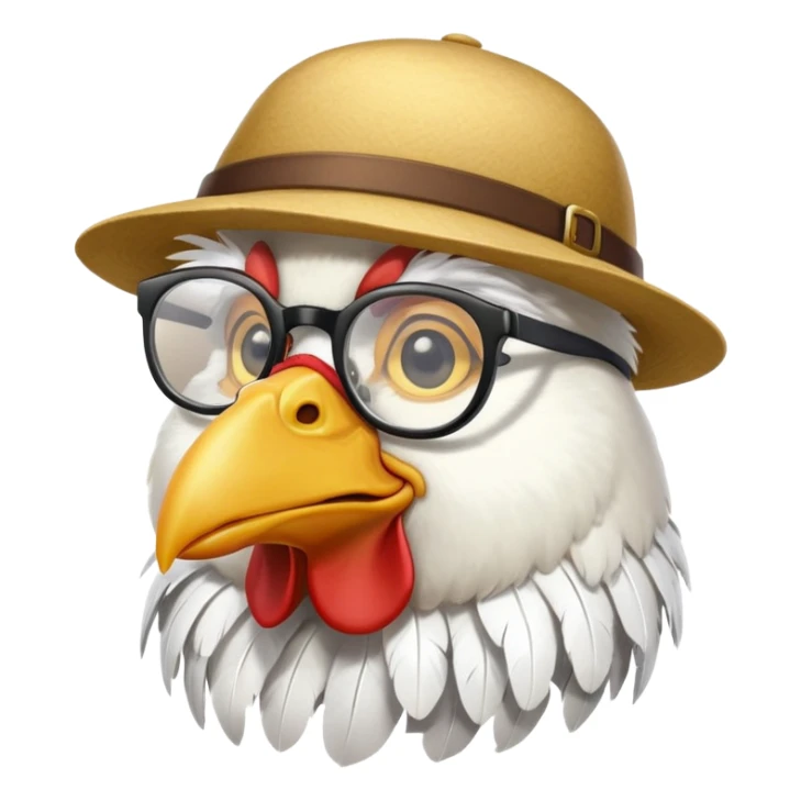 chicken wearing a hat and glasses sticker