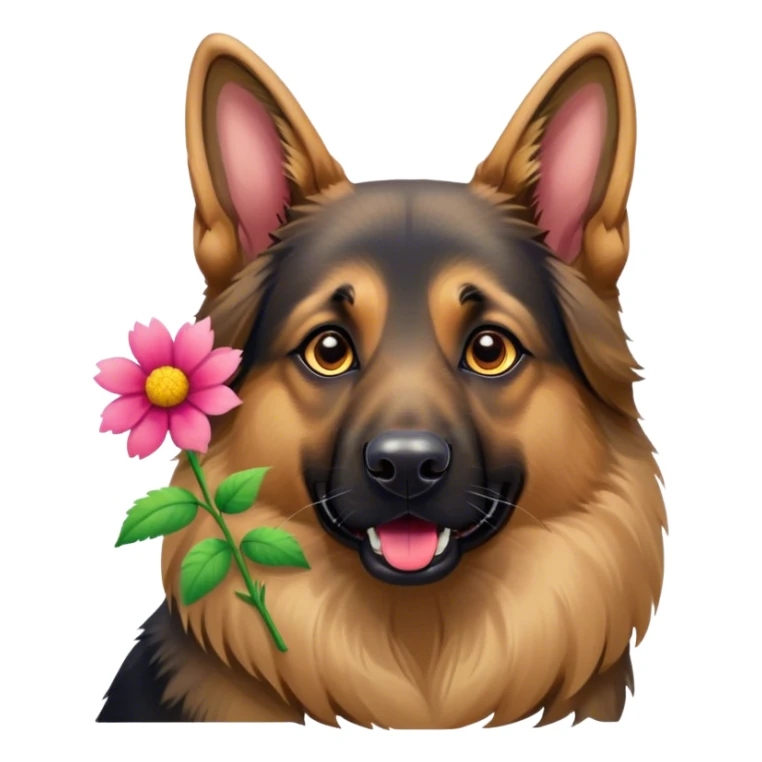 German Shepherd with beautiful flower  sticker