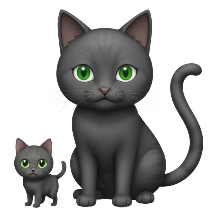 full body solid dark grey cat with green eyes and white paws and white whiskers sticker