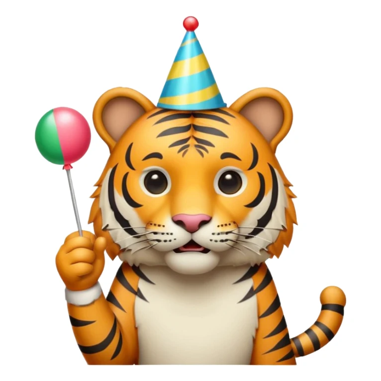 Party Tiger with a party hat and a party popper full body sticker