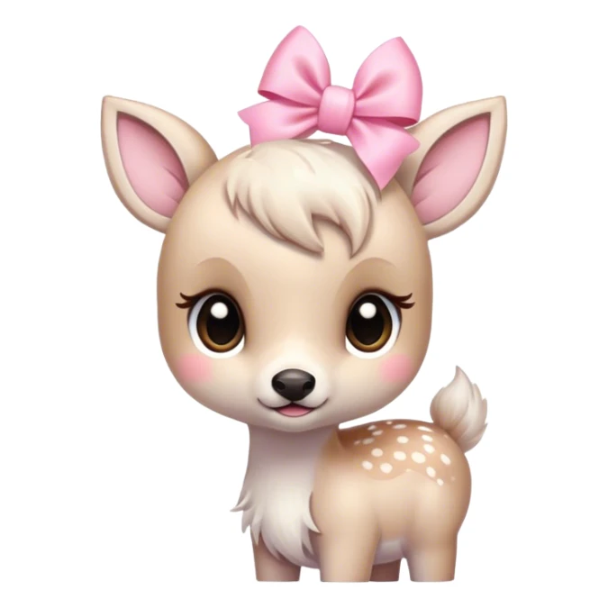 White fawn with a pink pastel bow  sticker