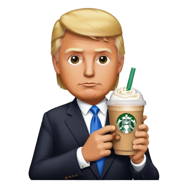 trump with stabucks drink sticker