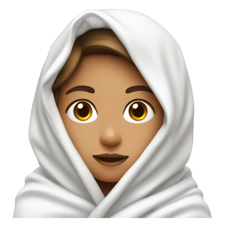 Girl with white blanket around her sticker