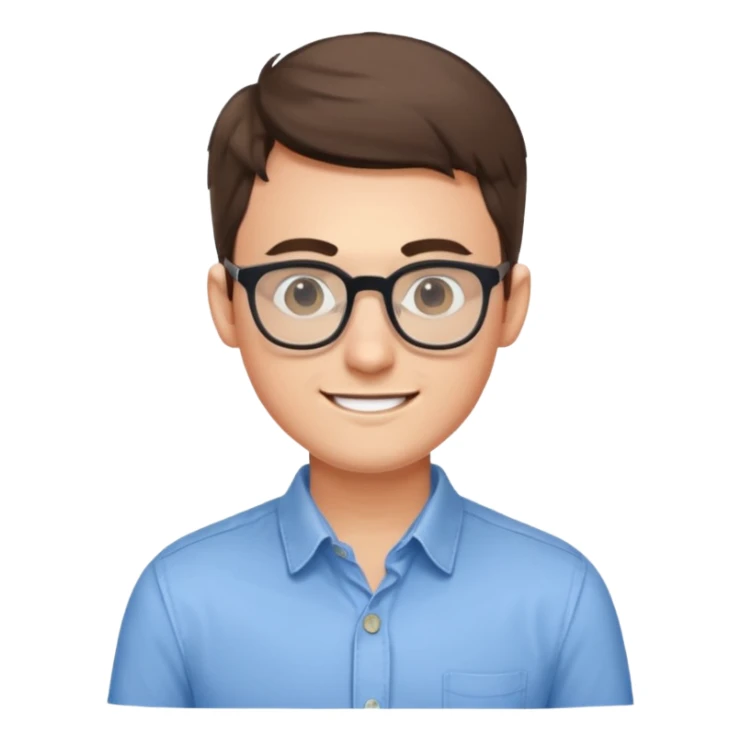 An outgoing marketer male in his late 20s, bespectacled and cheerful image sticker