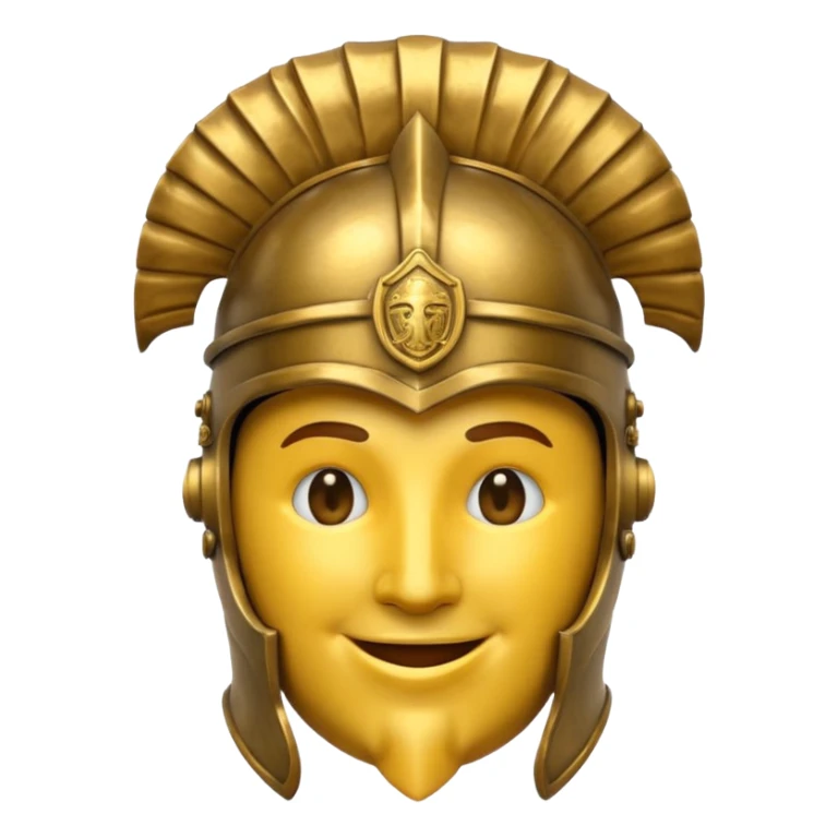 round emoji head with roman empire knight helmet sticker