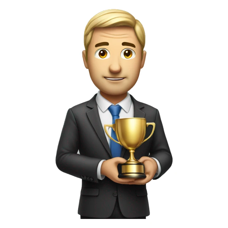 Photorealistic serious businessman with trophy in his hand sticker