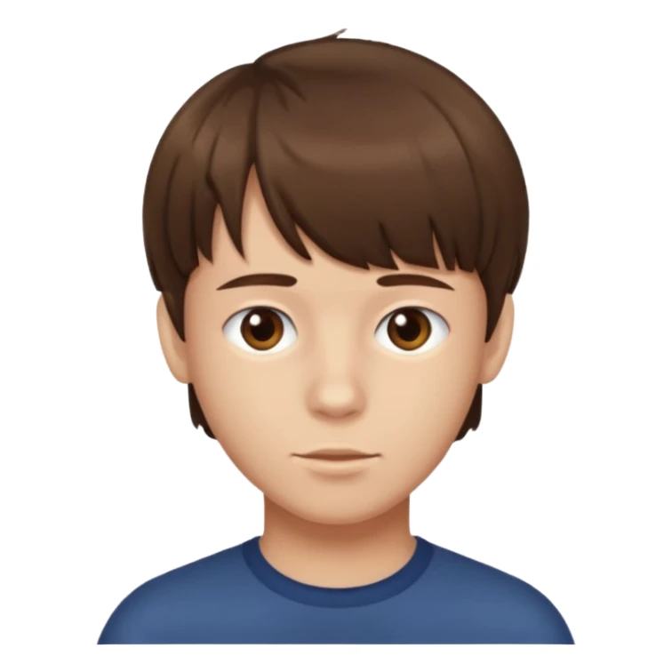 create a fringe haircut boy with a brown hair sticker