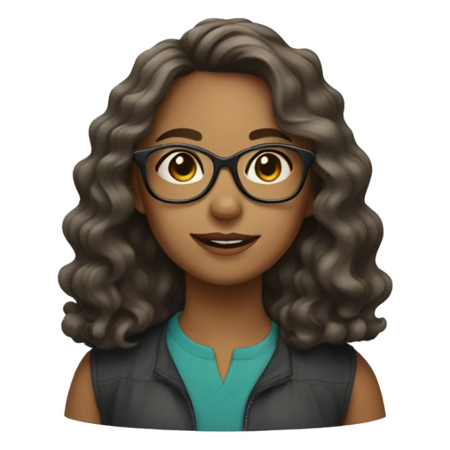 Girl with medium length wavy hair and glasses sticker