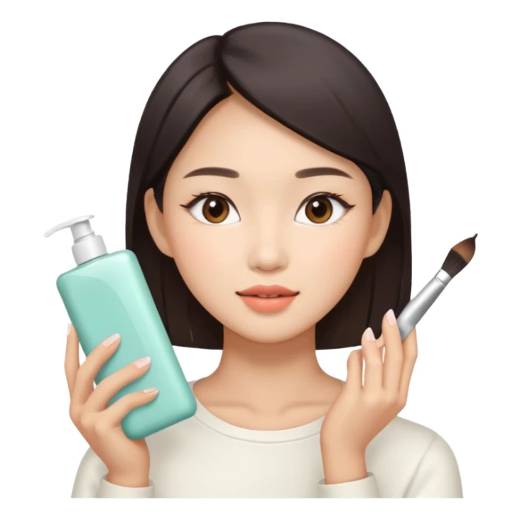 Asian women doing facial beauty sticker