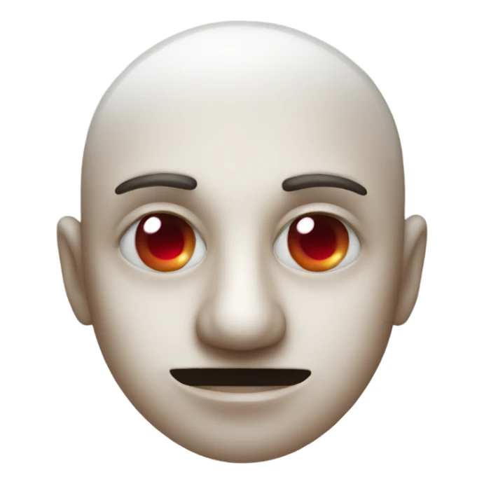 A face with very red eyes and salt under it's nose sticker