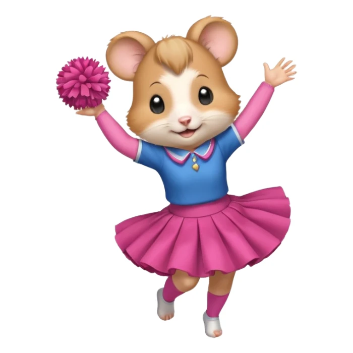 hamster girl dancing with skirt holging o mpom sticker