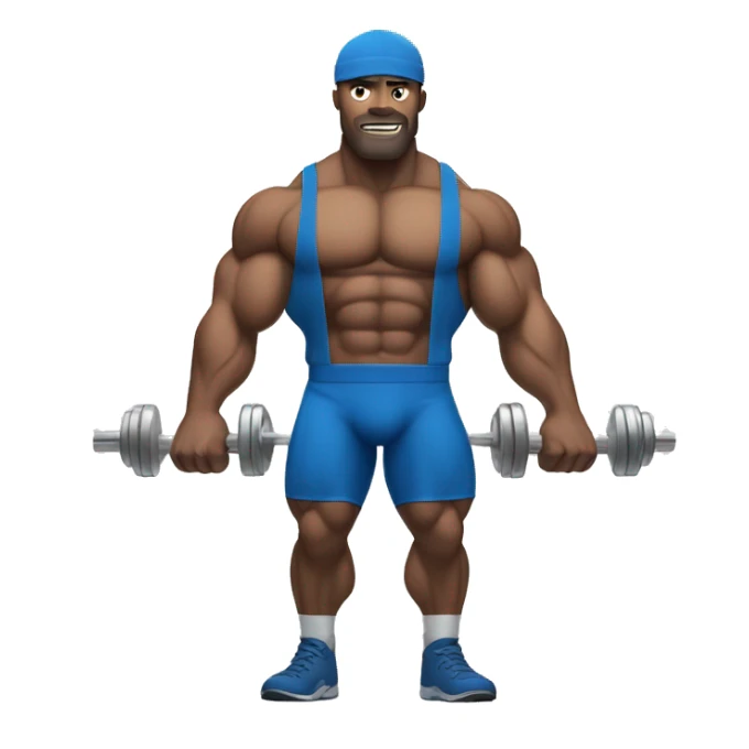 muscular man in blue with barbell sticker