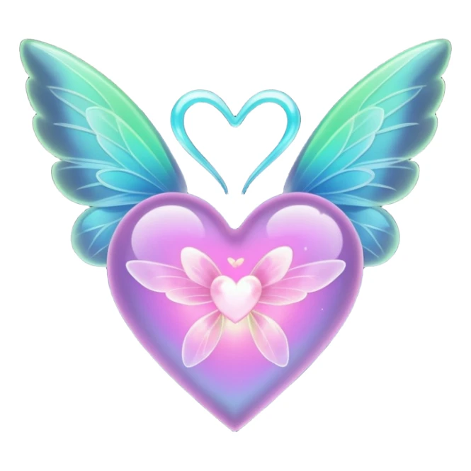 glow in the dark heart with fairy wings sticker