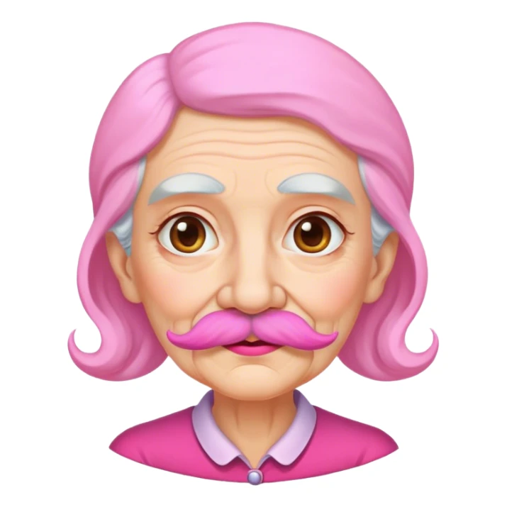 Old woman with a pink mustache  sticker